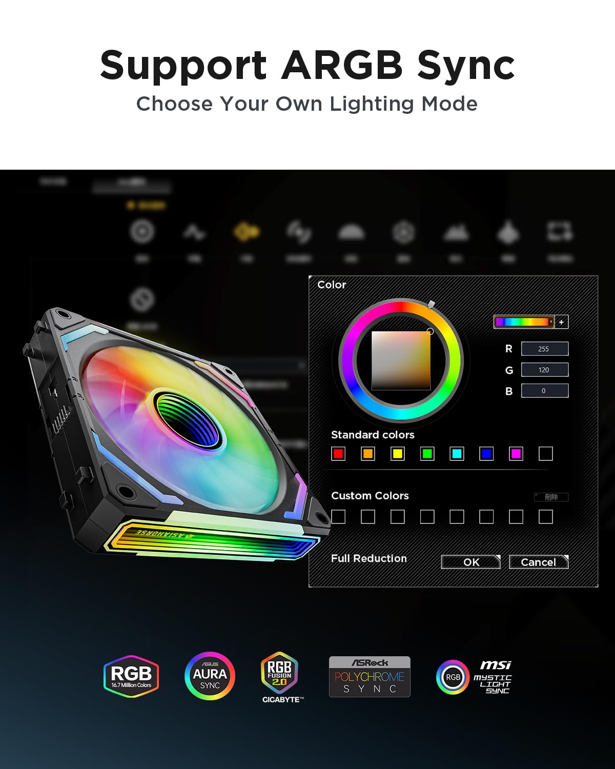 AsiaHorse COSMIQ 120mm RGB PC Case Fans - 5V 3-PIN ARGB PWM Daisy Chain Cooling Fans with Controller for Computer Cases, CPU Coolers & Liquid Cooling Systems (3-Pack, Black) - Perfect for Gaming PC Builds, Custom RGB Setups & High-Performance Cooling