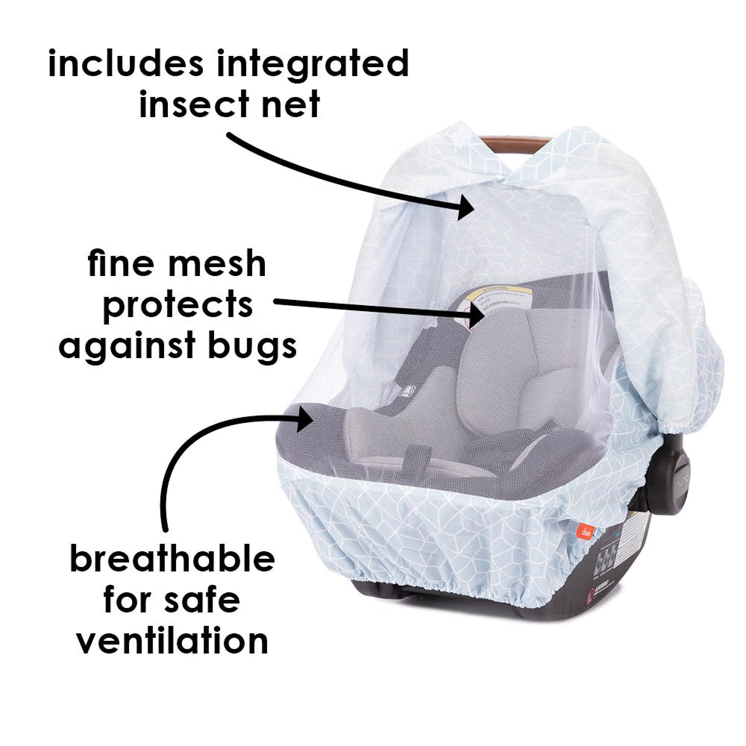 Diono Universal Infant Car Seat Cover - Adjustable, Breathable Baby Canopy with Insect Net for All Weather Protection (Blue) | Perfect for Strollers, Travel & Outdoor Adventures