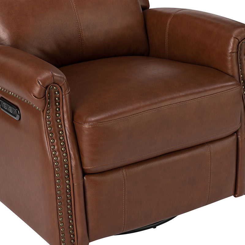Kaietan Genuine Leather Power Rocking Recliner Chair - Adjustable Electric Massage Recliner Sofa for Living Room, Home Theater & Office Relaxation