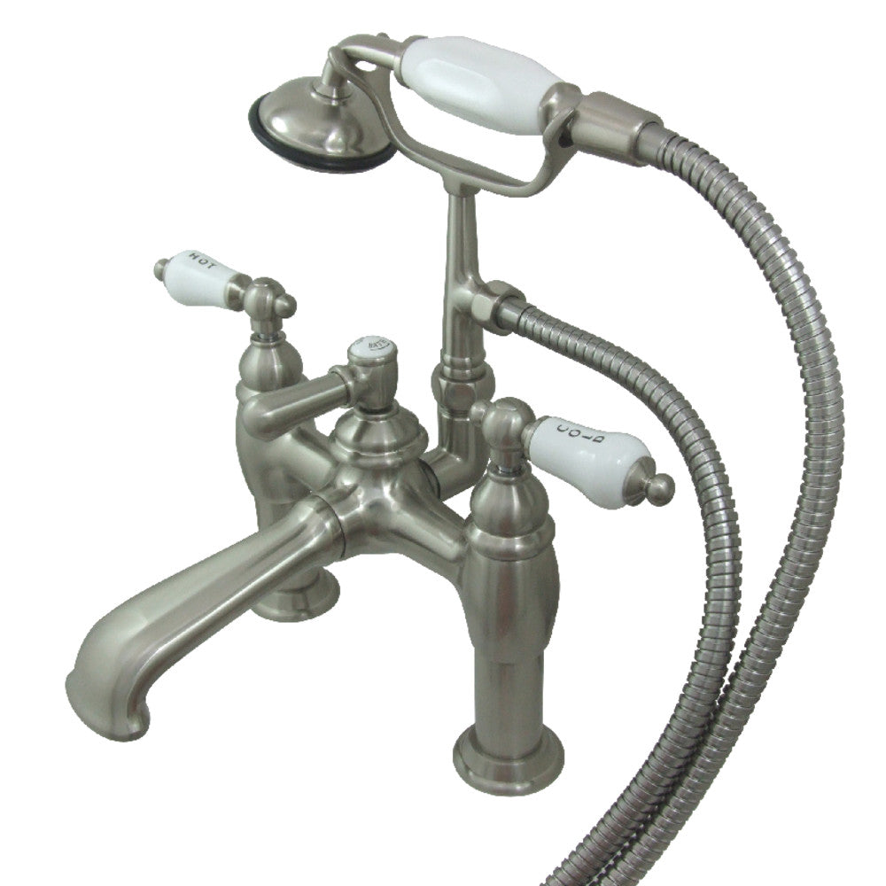 Kingston Brass CC607T5 Vintage 7 Inch Deck Mount Bathtub Faucet with Hand Shower - Perfect for Classic Bathroom Renovations & Spa-Like Shower Experience