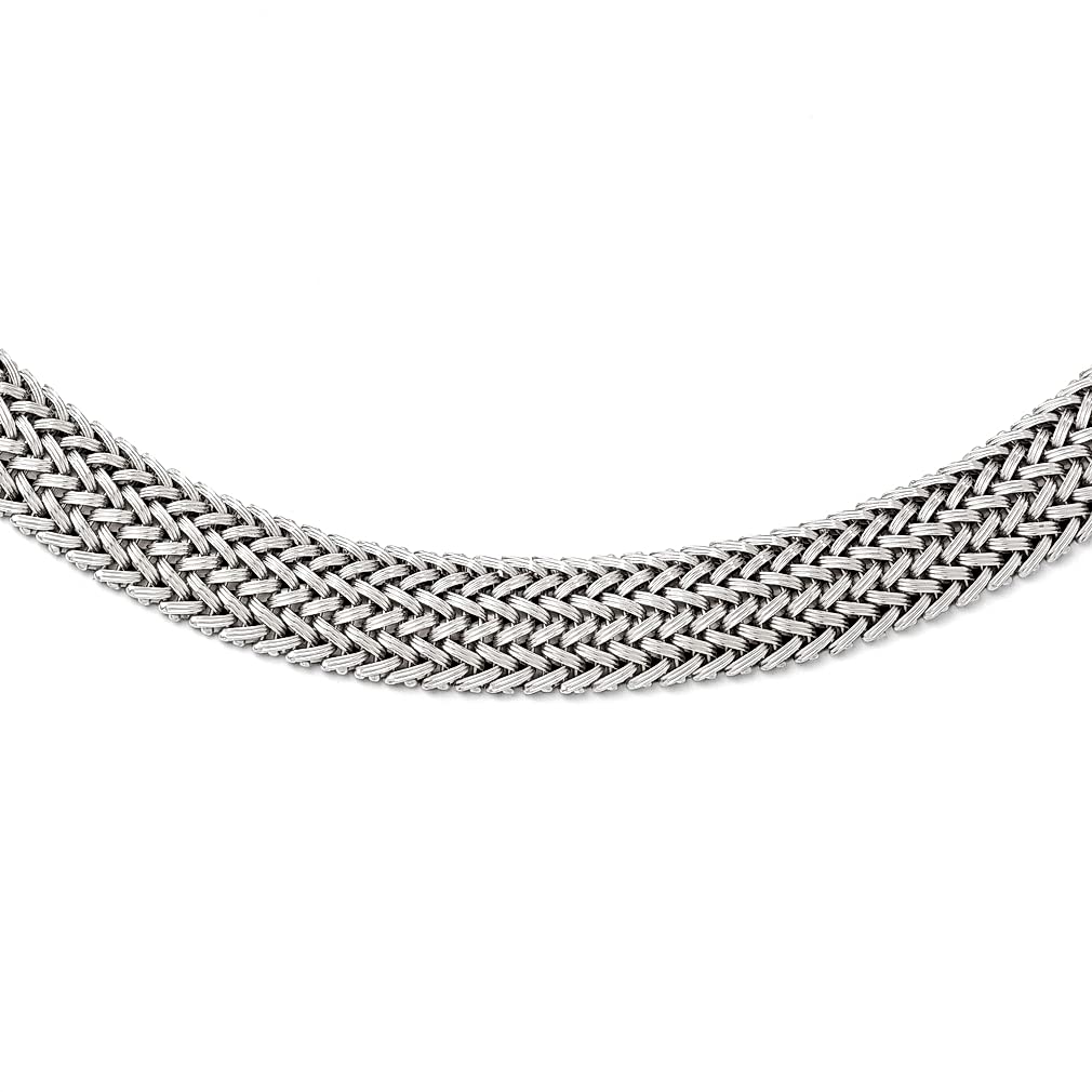 925 Sterling Silver Link Mesh Braided Chain Necklace with Pendant - Elegant Fine Jewelry for Women | Perfect Gift for Her, Birthday, Anniversary & Special Occasions | Everyday Wear & Evening Elegance
