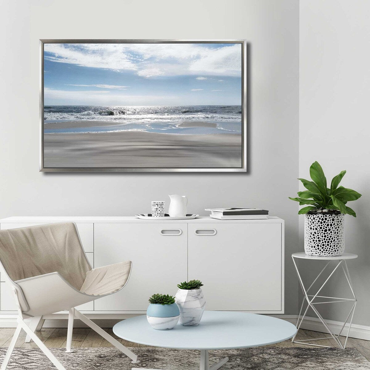 Beach Bliss by Ruane Manning - Floating Canvas Wall Art Print - Coastal Decor for Living Room, Bedroom & Beach House