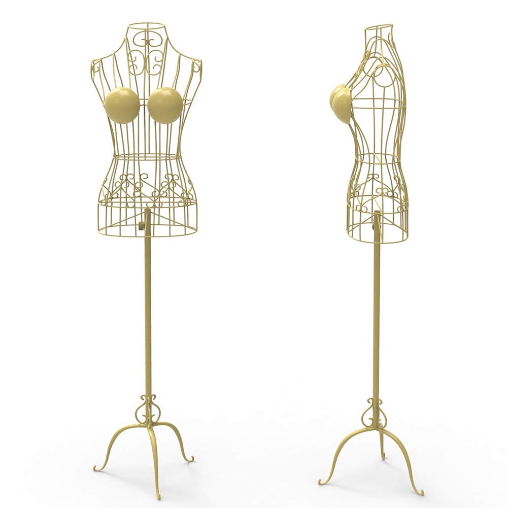 Adjustable Height Metal Dress Form Mannequin - 170cm Wire Frame Display Stand for Tailors & Fashion Designers (Gold) - Perfect for Clothing Design, Fitting, and Boutique Displays