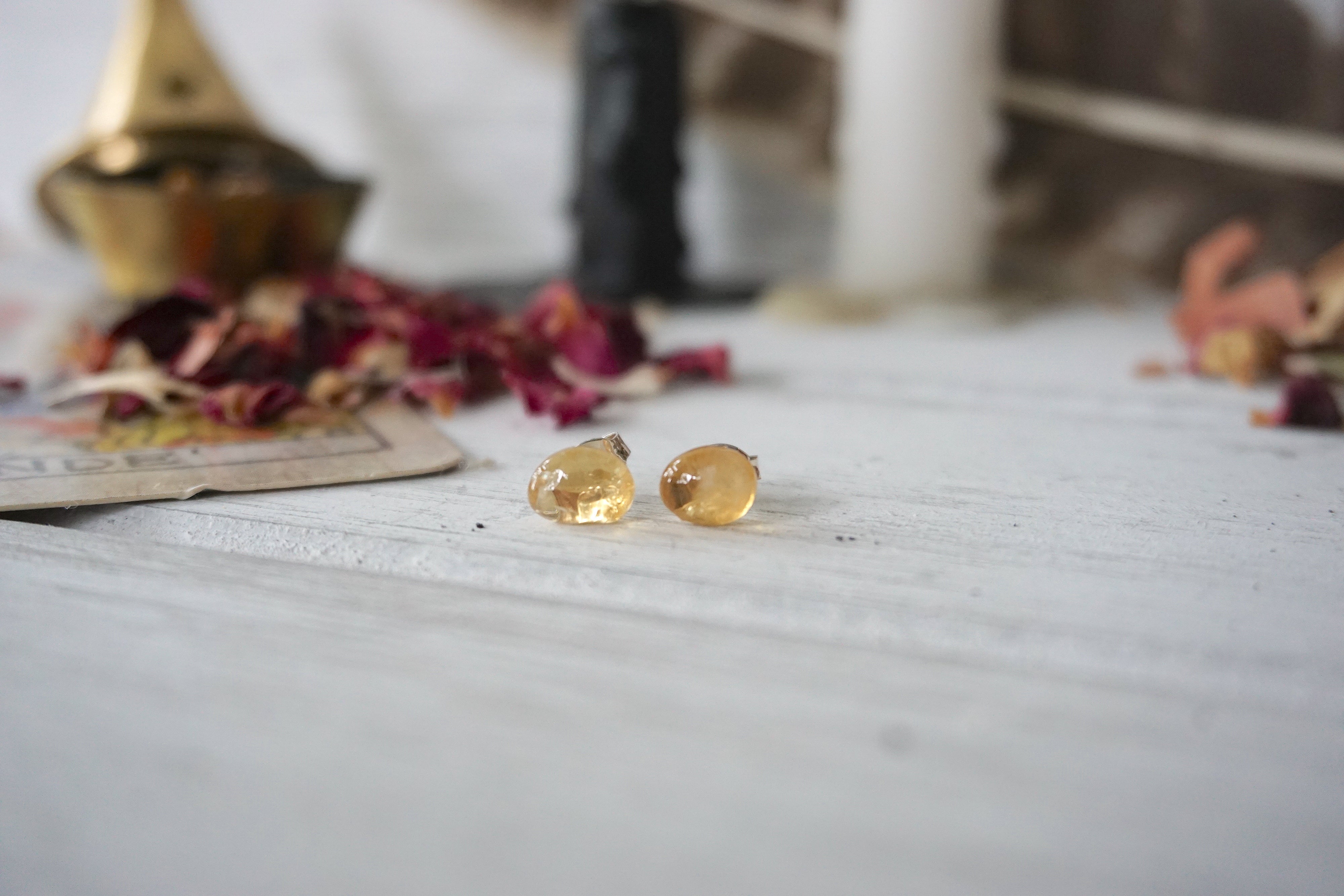 AURA STUD EARRING COLLECTION - Citrine Crystal Stud Earrings for Women, 14K Gold Plated Hypoallergenic Jewelry | Perfect for Parties, Weddings & Everyday Wear