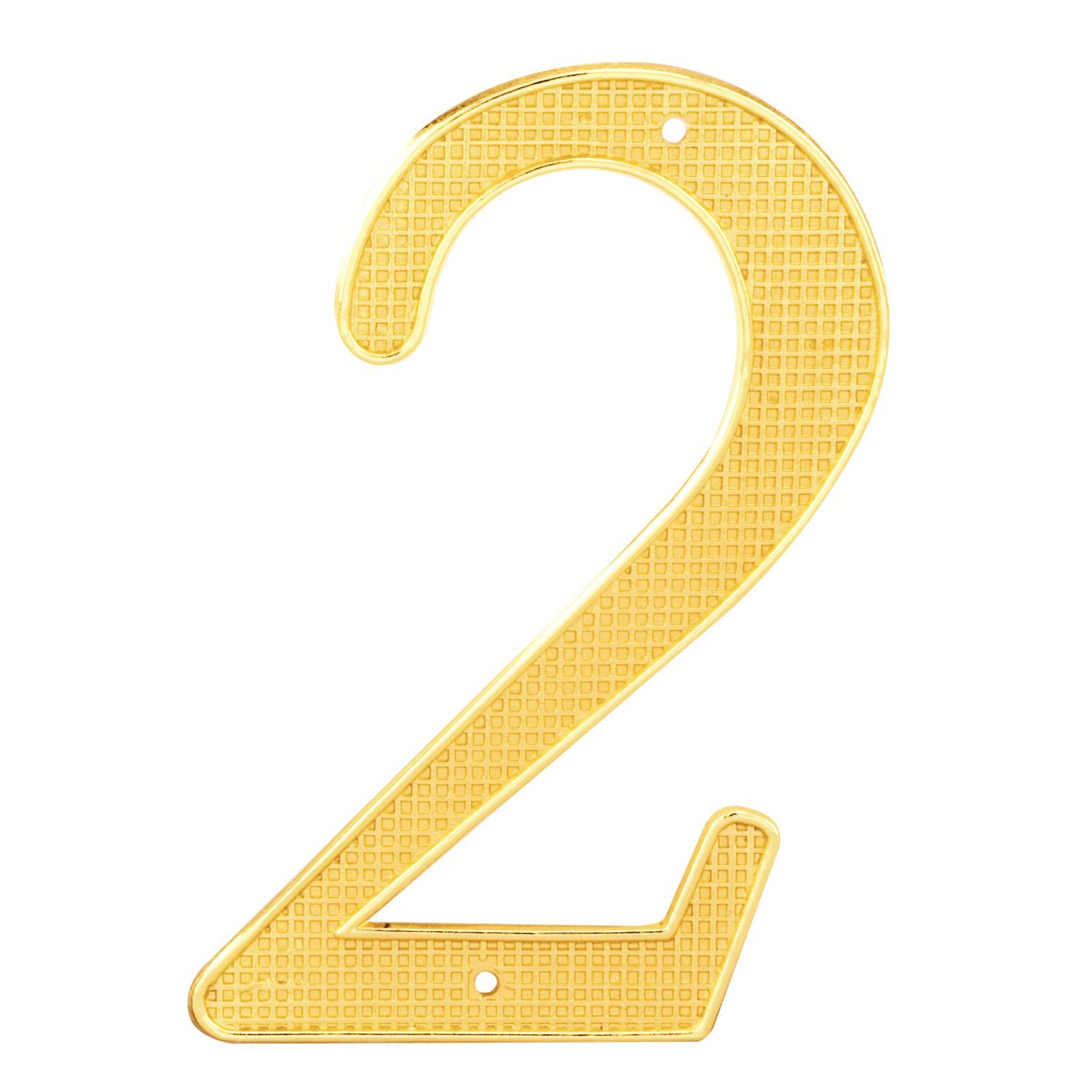 Prime-Line MP4282 4 Inch Brass Finish Diecast House Numbers (2 Pack) - Durable Address Plaque for Home, Mailbox & Business Signage