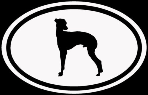 Whippet Sticker - White Oval Dog Puppy Euro Vinyl Decal for Cars, Windows, Laptops | Die-Cut Vinyl Decal for Trucks, Tool Boxes, MacBooks & Smooth Surfaces | Perfect for Pet Lovers, Vehicle Decoration & Personalizing Devices