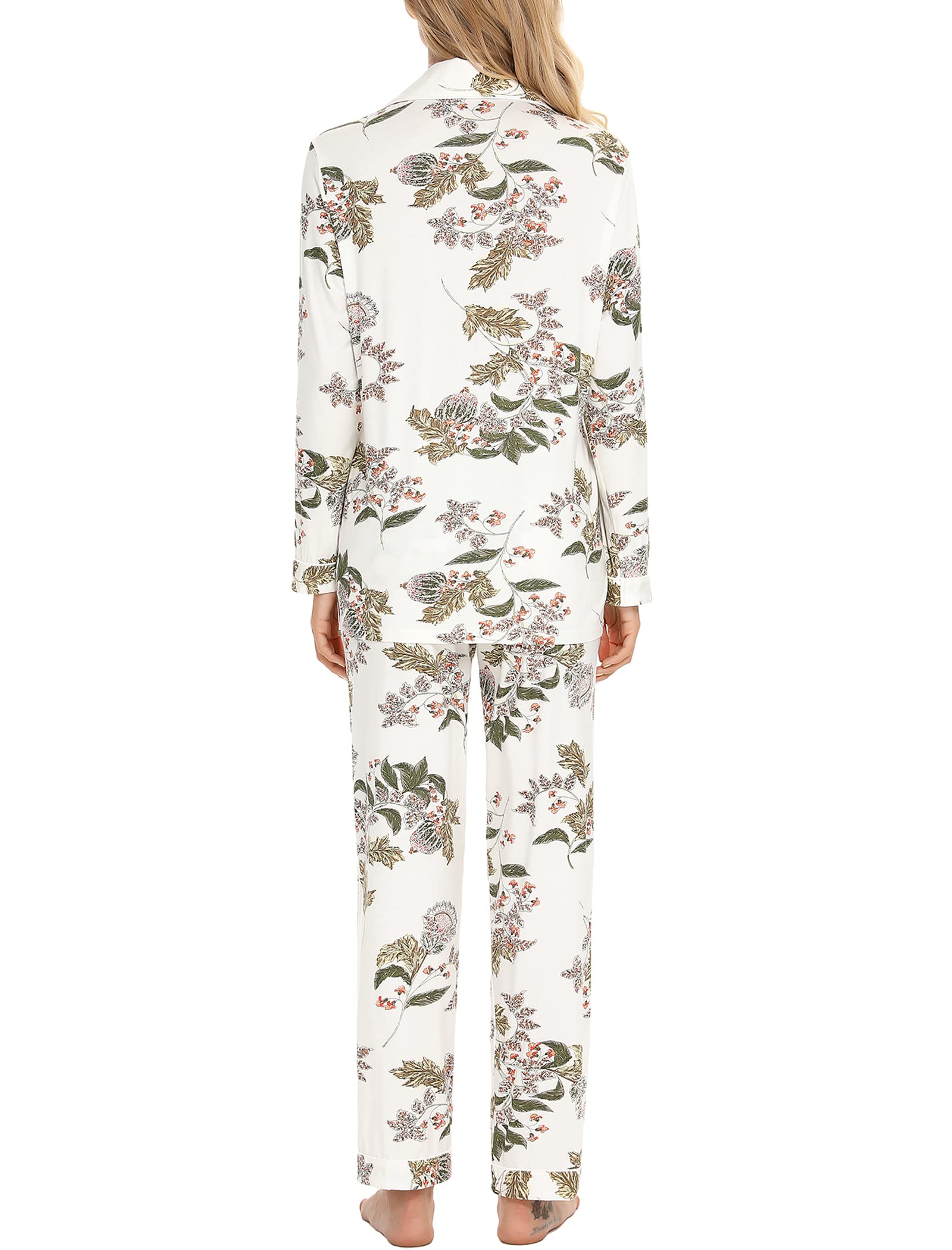 Leikar Women's Soft Button-Up Pajama Set - Long Sleeve Shirt & Comfortable Pajama Pants | Cozy Lounge Wear for Sleep, Relaxation & Home Comfort