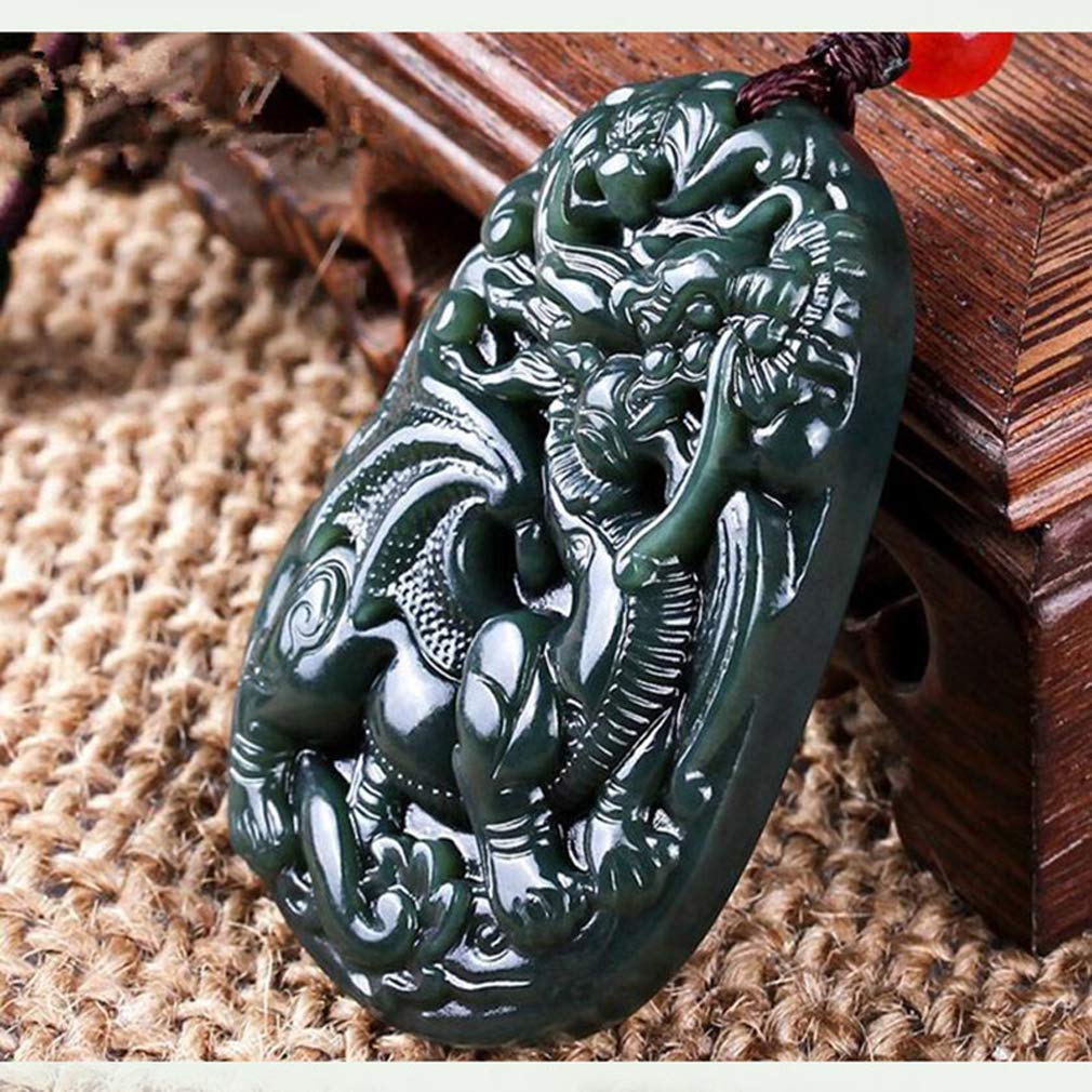Genuine Natural Hand Carved Green Jade Pi Xiu Dragon Pendant Necklace - Certified Pure Jade Amulet for Wealth & Protection | Perfect for Women & Men, Gift for Birthday, Anniversary & Feng Shui Decor