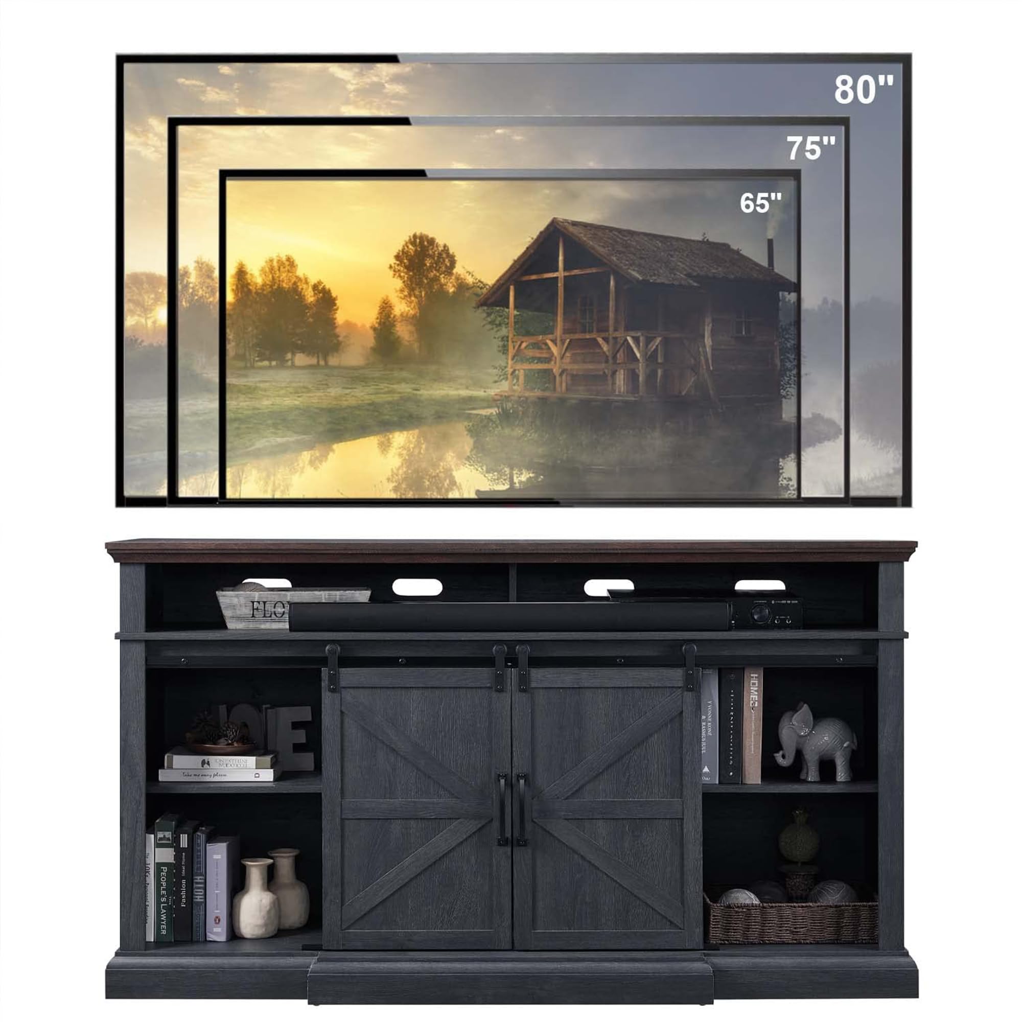 Farmhouse TV Stand for 80 Inch TVs - 38