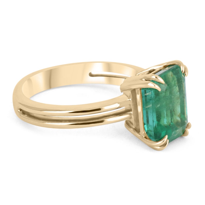 4.89 Carat 18K Yellow Gold Natural Emerald Cut Solitaire Ring with 4 Prong Setting - Perfect for Engagement, Wedding, Anniversary & Special Occasions