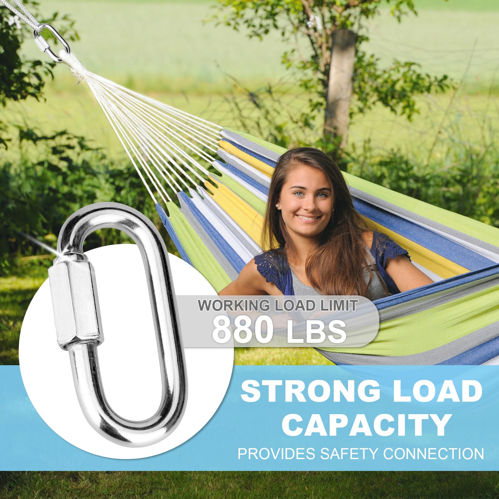 5 Pack 2.3 Inch 304 Stainless Steel Heavy Duty Screw Chain Quick Links - 880LB Capacity Carabiner Clips for Camping, Hiking, Hammocks, Dog Leashes & Outdoor Gear - Durable Repair Connectors for Safety Harness & Utility Equipment