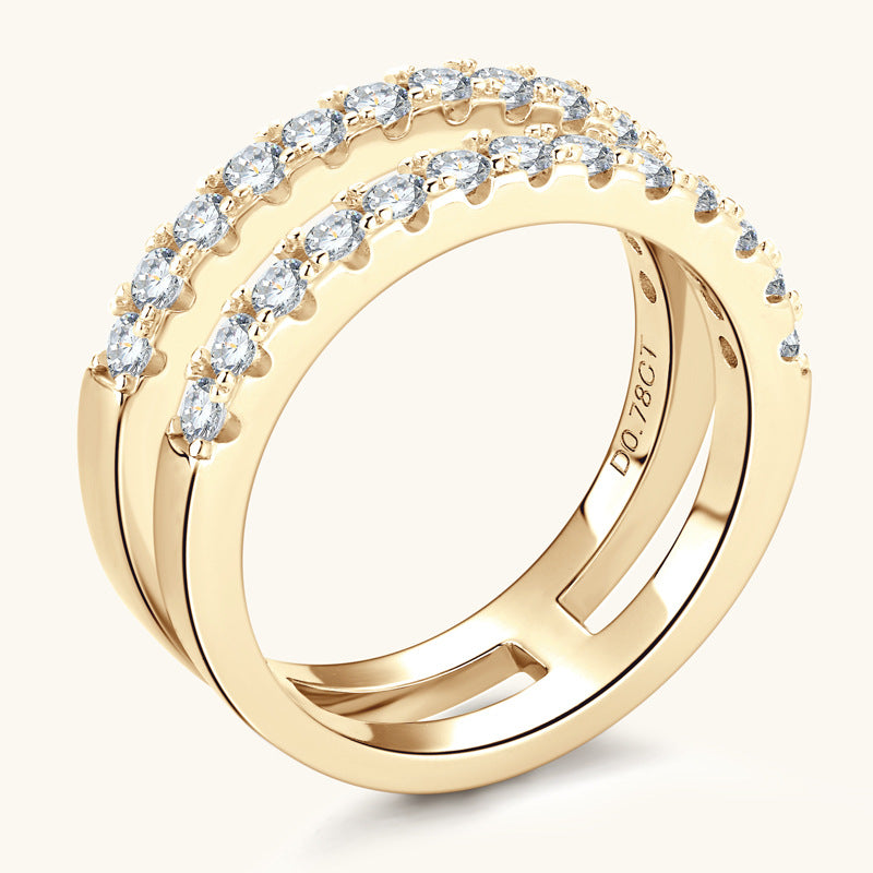Shining Duo Premium Moissanite Wedding Ring - Elegant & Durable Engagement Band for Women - Perfect for Proposals, Anniversaries & Special Occasions