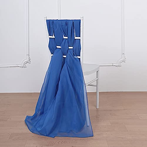 50 Royal Blue Extra Wide Premium Chiffon Chair Sashes - Elegant Wedding Chair Bows for Ceremony & Reception Decorations - Perfect for Bridal Showers, Banquets and Party Decor Supplies