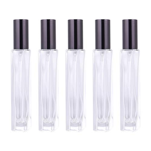 Exceart 5-Pack Portable Glass Perfume Spray Bottles with Black Lid - Small Cosmetic Liquid Dispenser for Essential Oils, Hair Mist & DIY Skincare - Perfect for Travel, Home & Outdoor Use