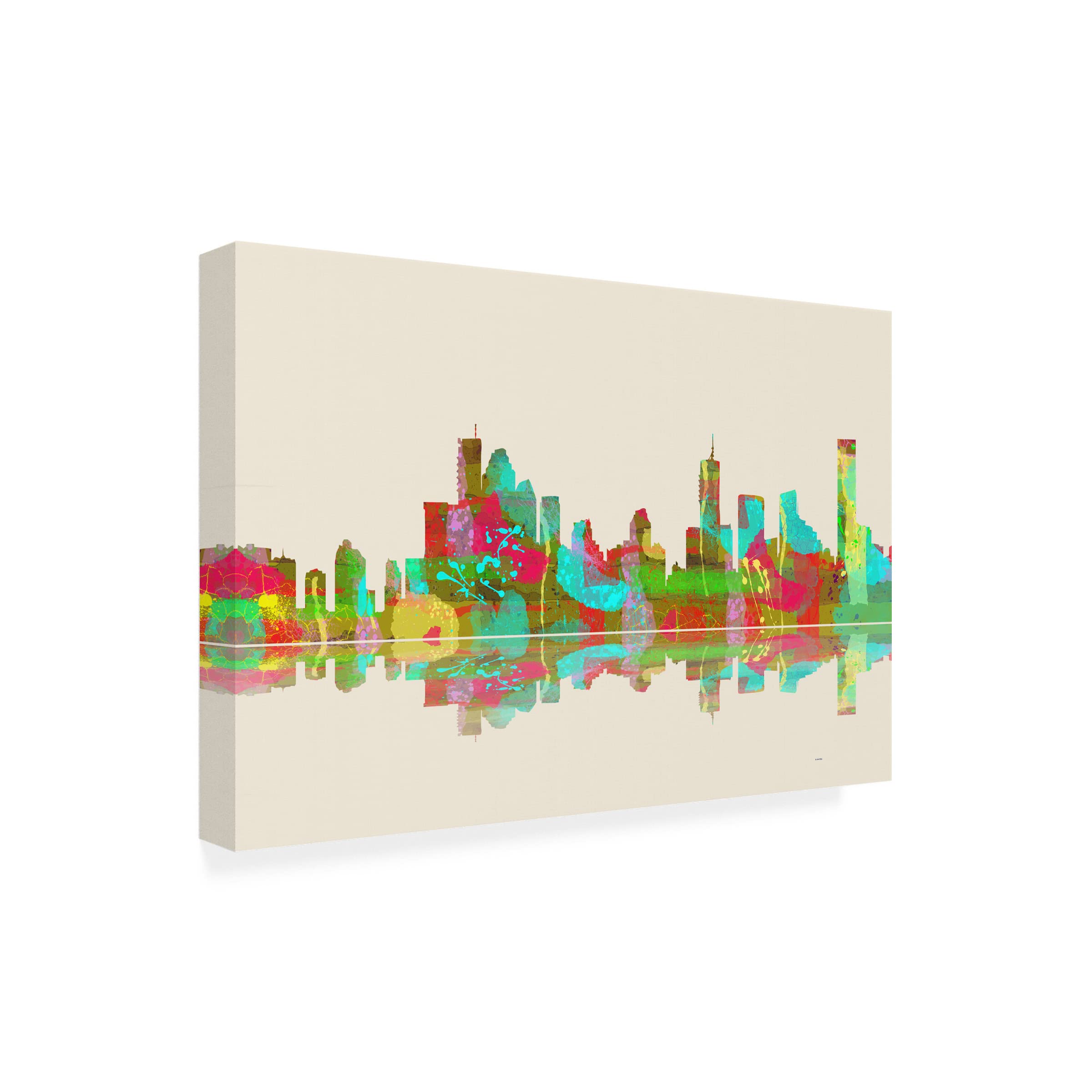 Trademark Fine Art 'Brisbane Qld Skyline 2' Canvas Wall Art by Marlene Watson - 16x24 Inches - Modern Cityscape Painting for Living Room, Office & Home Decor