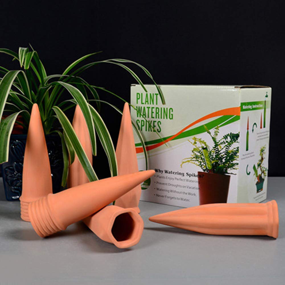 MorTime Self Watering Spikes for Plants - 6 Pack Automatic Terracotta Plant Waterer for Indoor & Outdoor Use - Perfect for Vacation, Travel, or Busy Lifestyles