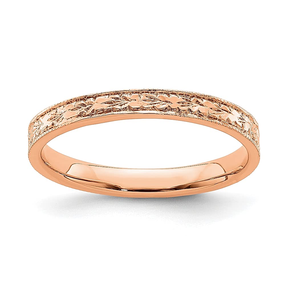 14K Rose Gold Floral Leaf Band Ring - Elegant Women's Fine Jewelry Gift for Her - Perfect for Anniversaries, Birthdays & Special Occasions