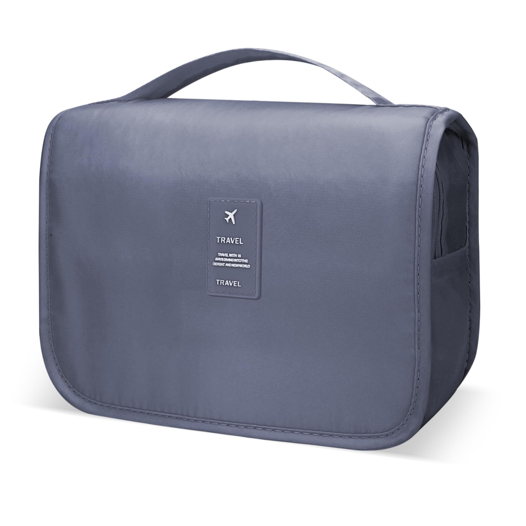 Large Waterproof Hanging Toiletry Bag for Travel - Spacious Cosmetic Organizer with Hook for Men & Women, Perfect for Brushes & Bathroom Essentials (Grey) | Ideal for Airplane Trips, Gym Showers & Weekend Getaways