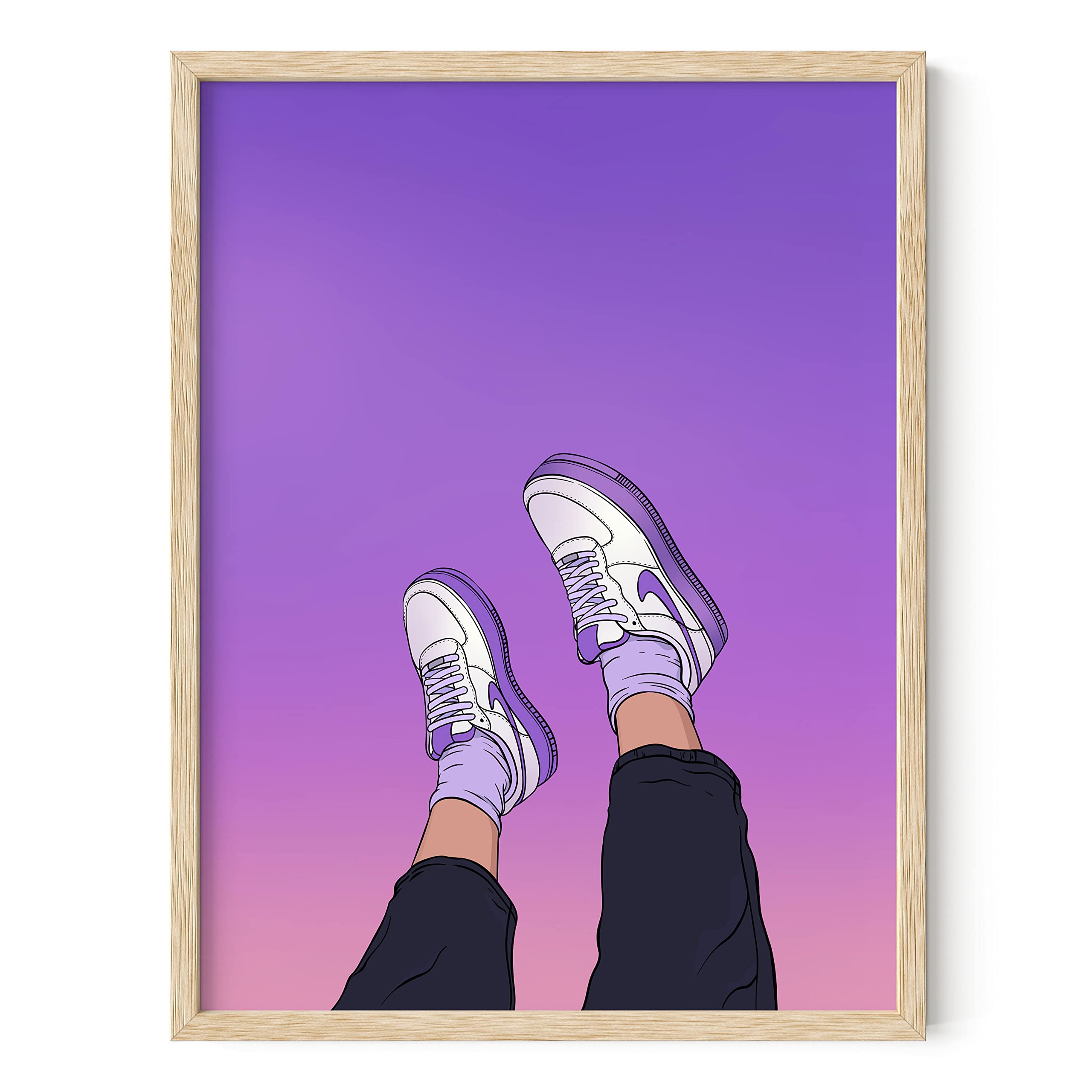 HAUS AND HUES Purple Wall Art - Aesthetic Room Decor Posters for Bedroom & Living Room, Modern Purple Wall Decor with Beige Frame (12x16 in) - Perfect for Home, Office & Dorm Decoration