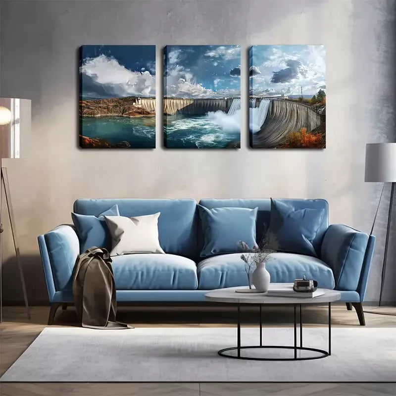 3-Piece Large Dam Water Release Wall Art Set - Framed Canvas 40x60cm (16x24in) | High Quality Print | 100% Australian Made | Ready to Hang | Perfect for Living Room, Bedroom & Office Decor