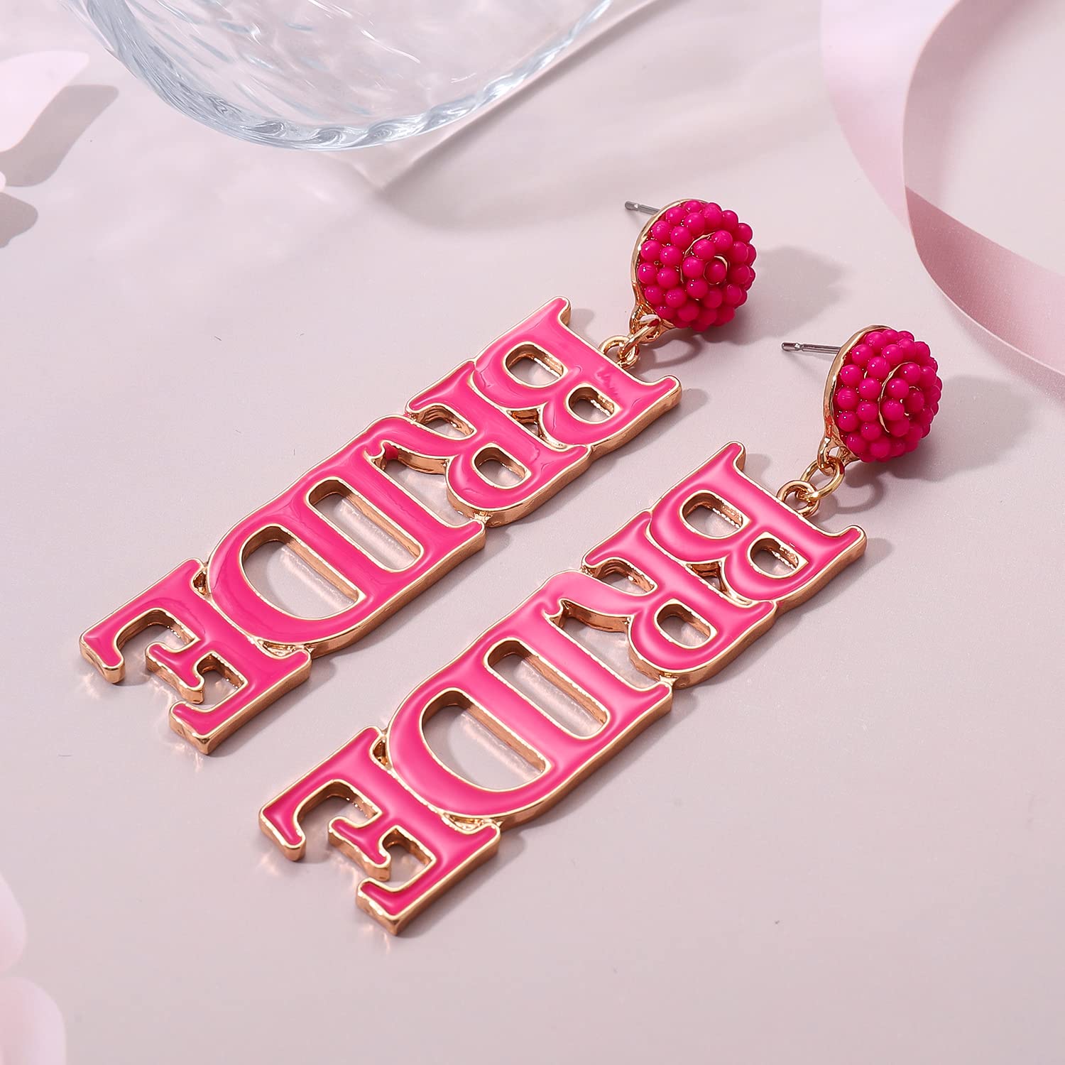 Hypoallergenic BRIDE Letter Drop Dangle Earrings for Women - Rhinestone Bridal Jewelry for Wedding, Valentine's Day & Bachelorette Party | Perfect Gift for Bride & Bridesmaids | Elegant Fashion Accessories for Special Occasions