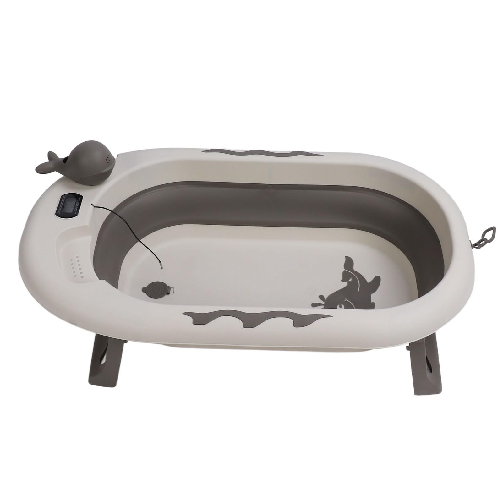 Foldable Temperature-Sensing Baby Bathtub with Drain - Widened Design for Newborns & Toddlers - Portable Infant Bath Tub for Home, Travel & Daily Use