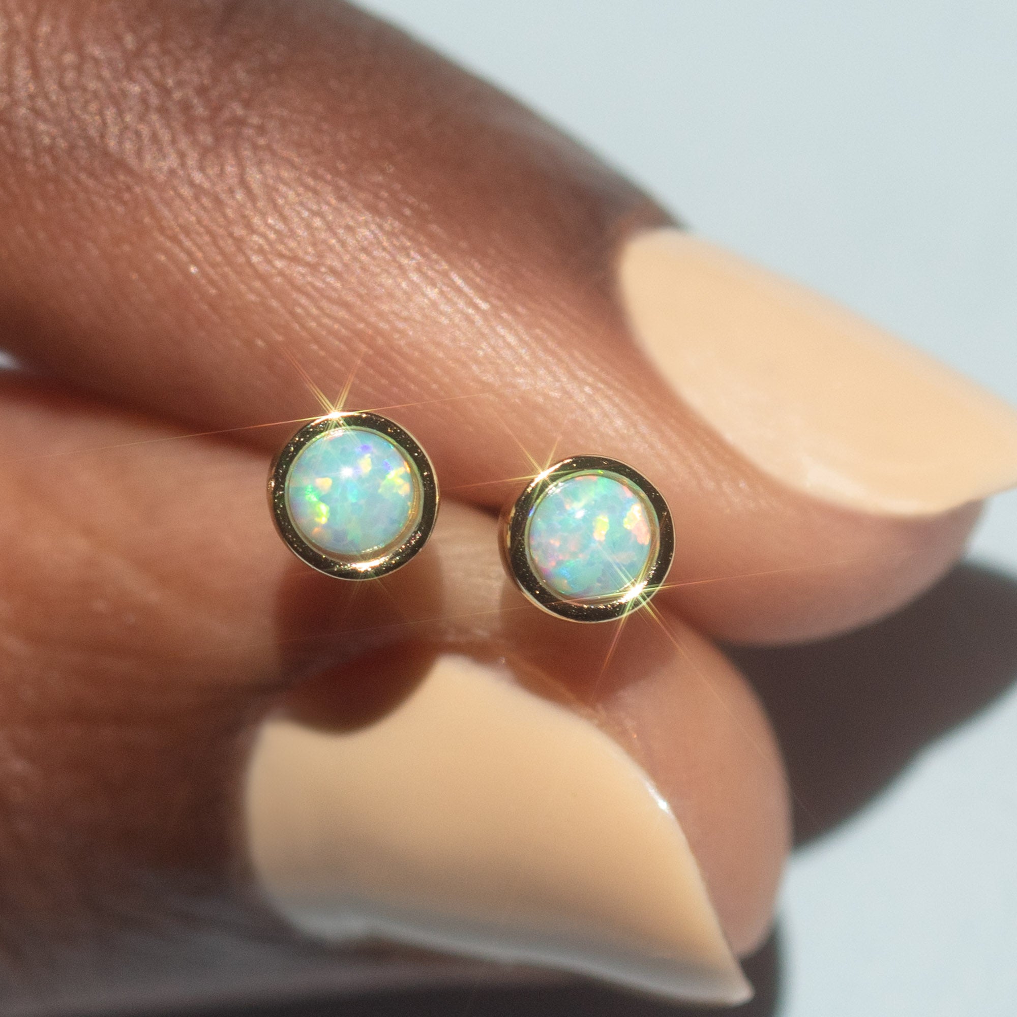 Opal Shimmer Stud Earrings | Elegant Dainty Jewelry for Women | Perfect for Weddings, Parties & Everyday Wear