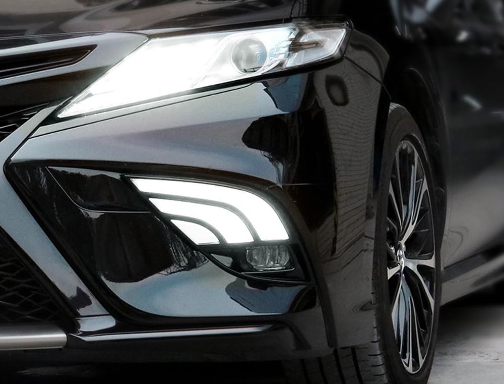 iJDMTOY Switchback LED Daytime Running Lights Assembly - Compatible with 2018-2020 Toyota Camry SE/XSE/TRD Models | JDM Style White/Amber DRLs with Sequential Turn Signals | Perfect for Night Driving & Car Customization