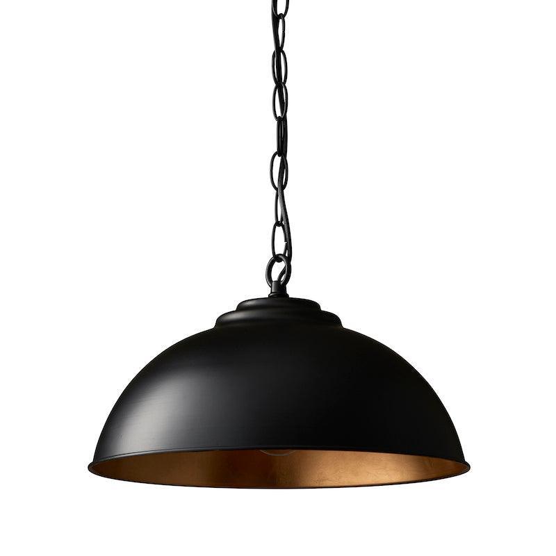 Colman Gloss Black & Gold Leaf Finish Pendant Ceiling Light - Modern Chandelier for Dining Room, Living Room, Bedroom Lighting
