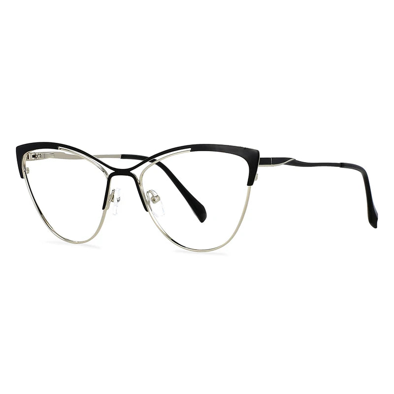 CCspace Women's Full Rim Cat Eye Alloy Eyeglasses Frame 57119 - Stylish Retro Glasses for Women, Lightweight Metal Frame with UV Protection - Perfect for Office, Reading & Fashion Accessories