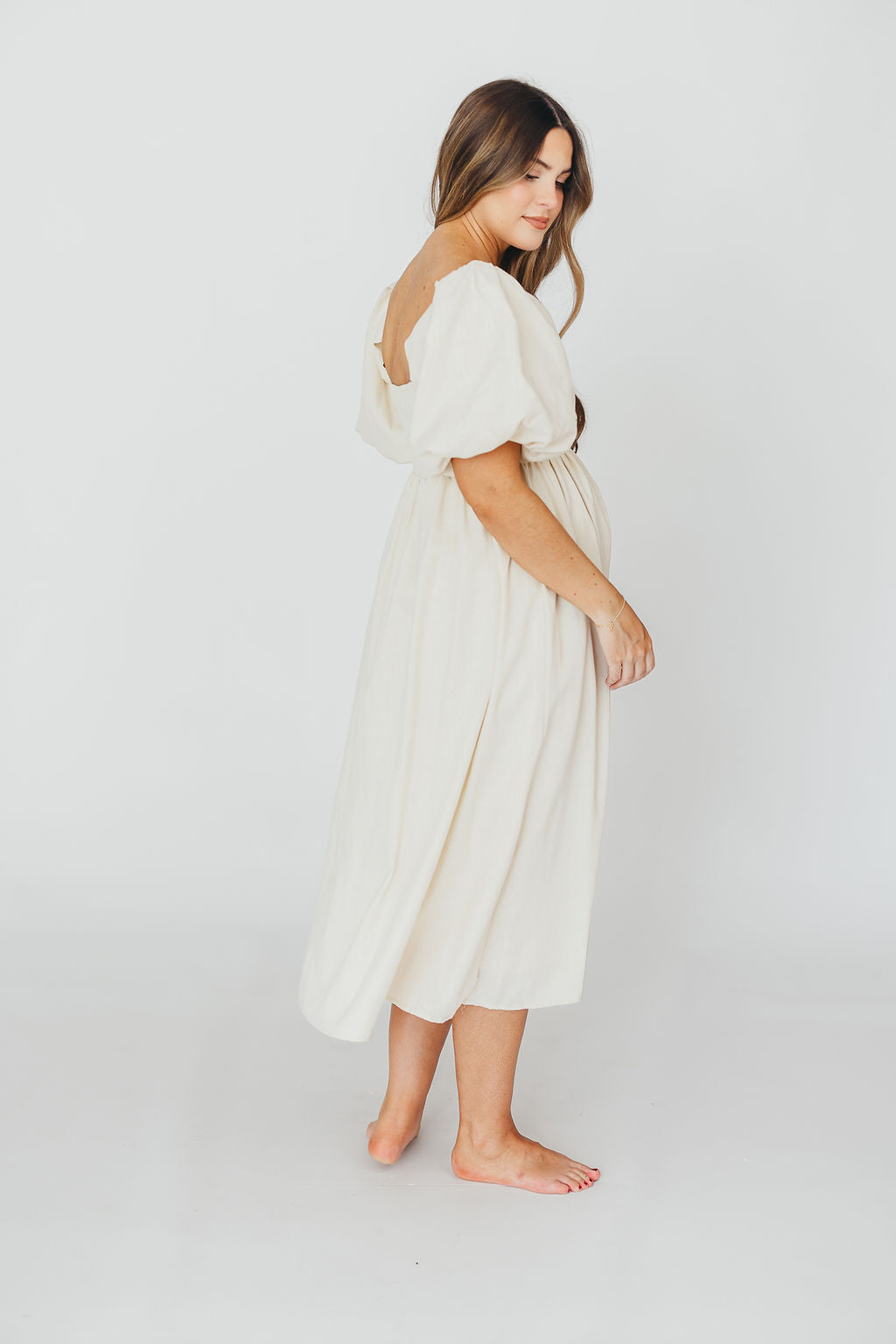 Hamilton Ivory Midi Dress - Bump Friendly Maternity Dress for Pregnancy & Nursing | Perfect for Weddings, Parties & Special Occasions