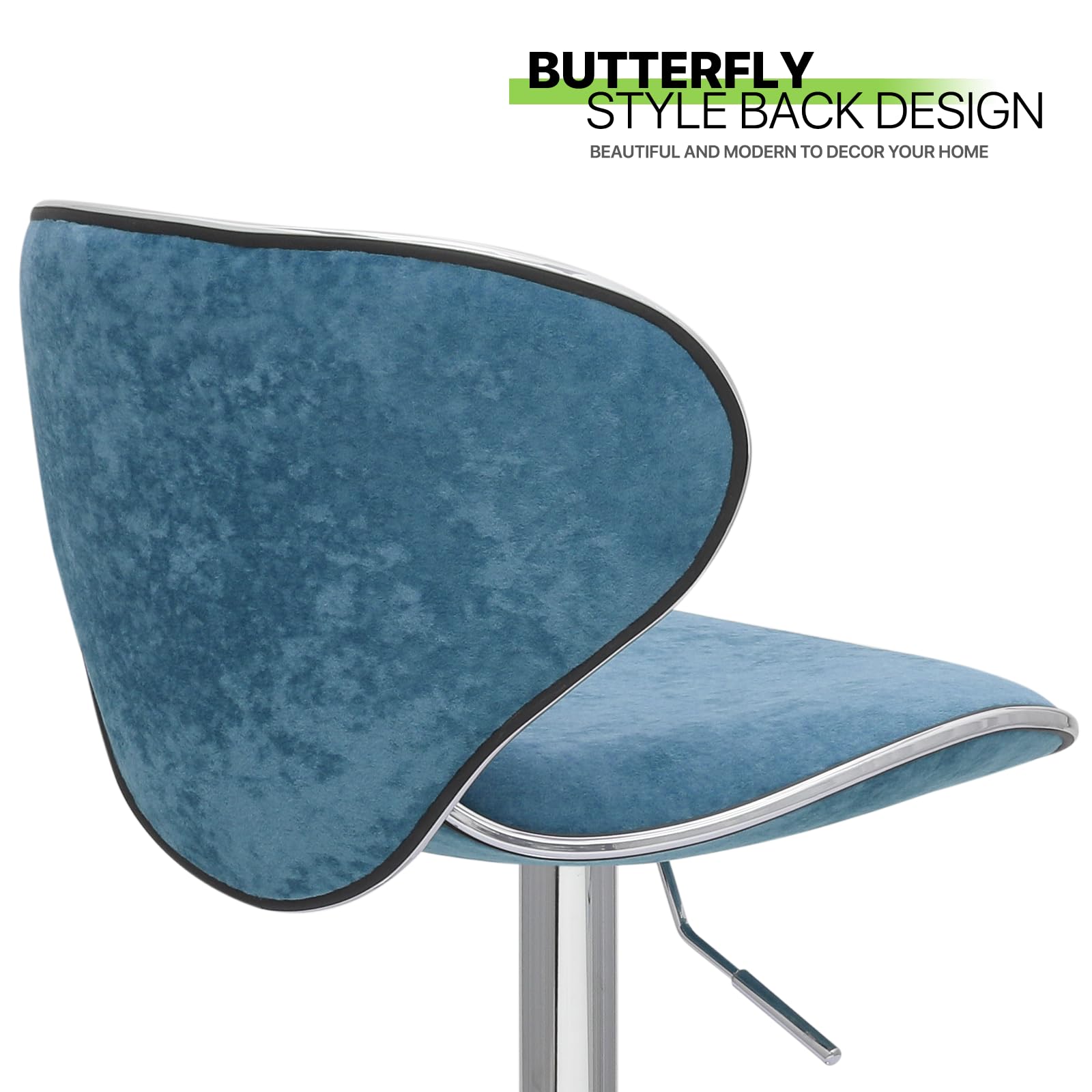 Magshion 2-Pack Adjustable Height Velvet Bar Stools for Kitchen Island - Modern Swivel Counter Stools with Upholstered Seating in Blue - Perfect for Breakfast Bars, Dining Areas & Home Decor