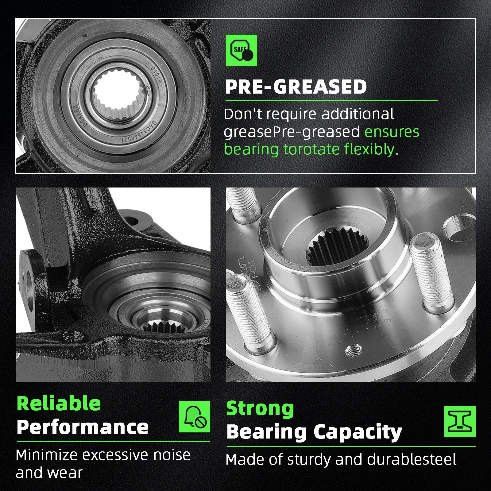 Chevy Aveo 2004-2011 & Aveo5 2007-2011 Front Left Steering Knuckle & Wheel Bearing Hub Assembly - Compatible with Pontiac G3 2009-2010, Replaces OEM #96535190 - Perfect for Suspension Repair & Wheel Alignment