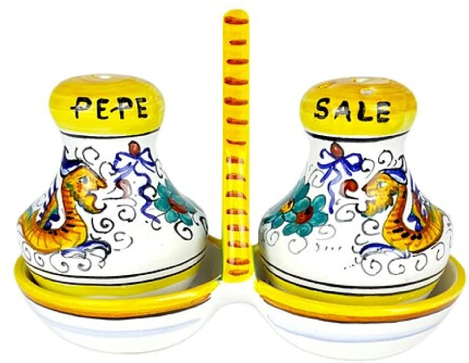 Deruta Italy by Gute | Raffaellesco Salt & Pepper Set | Handcrafted & Handpainted Italian Ceramic Shakers | Authentic Deruta Pottery Made in Italy | Perfect for Kitchen, Dining Table & Gift Giving