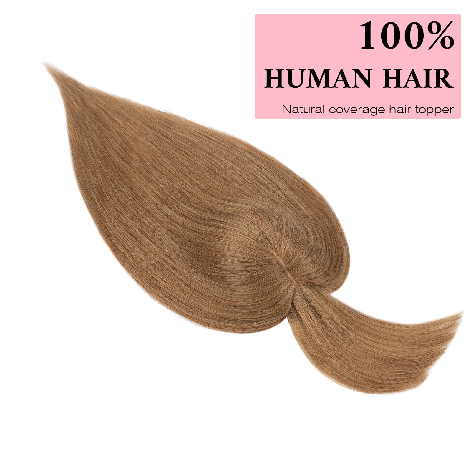 SEGO 100% Real Human Hair Toppers with Bangs - Silk Base 150% Density Clip-in Hair Topper (2.7”x5.1”) for Women with Thinning Hair & Hair Loss - Natural Gray Coverage - Perfect for Daily Wear, Special Occasions & Styling