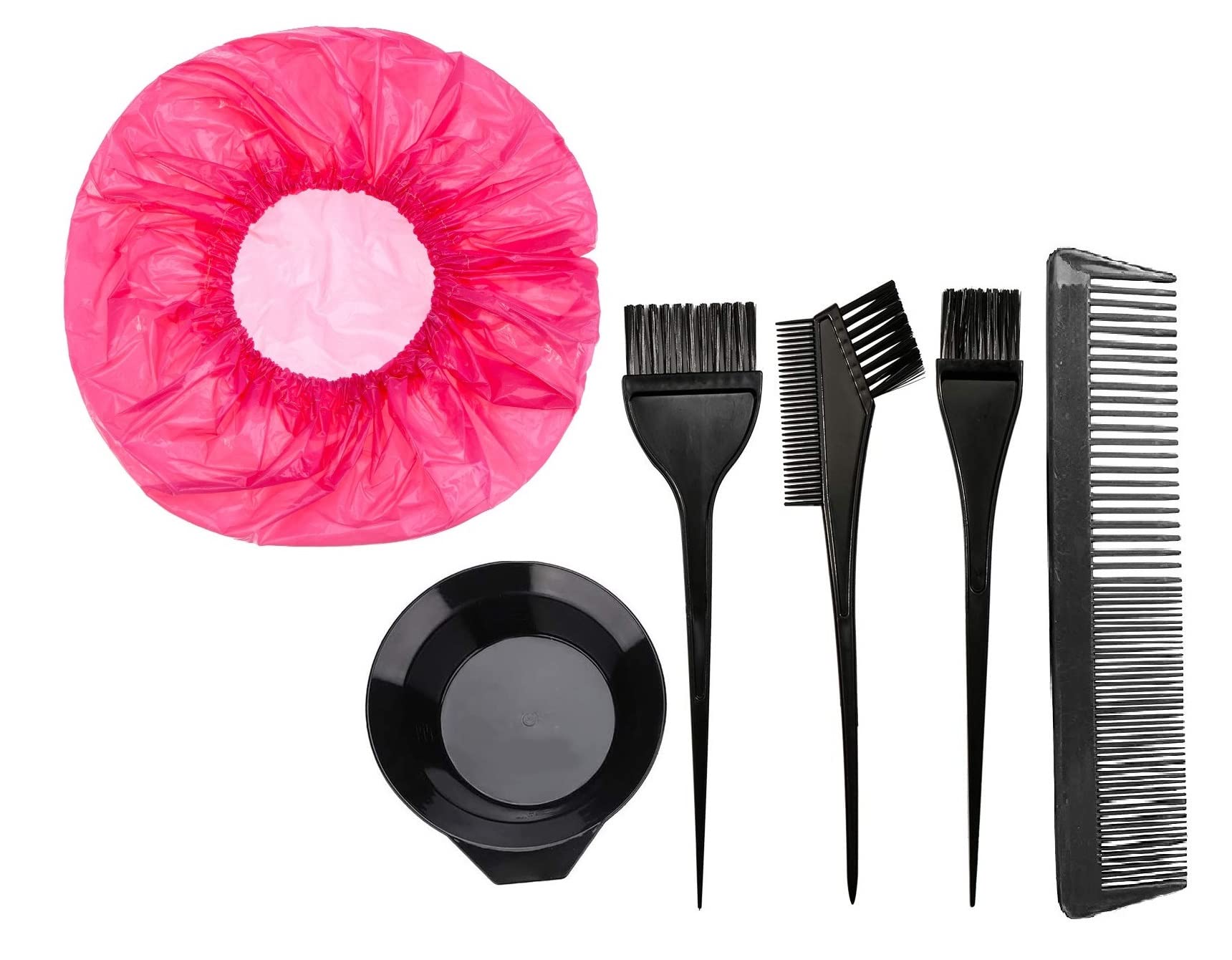 E-DUNIA Professional Hair Coloring Kit - 6 Piece Set with Reusable Mixing Bowl, 3 Dye Brushes, Shower Cap & Styling Comb (Black) | Perfect for Salon, Home Hair Dye & DIY Hair Coloring