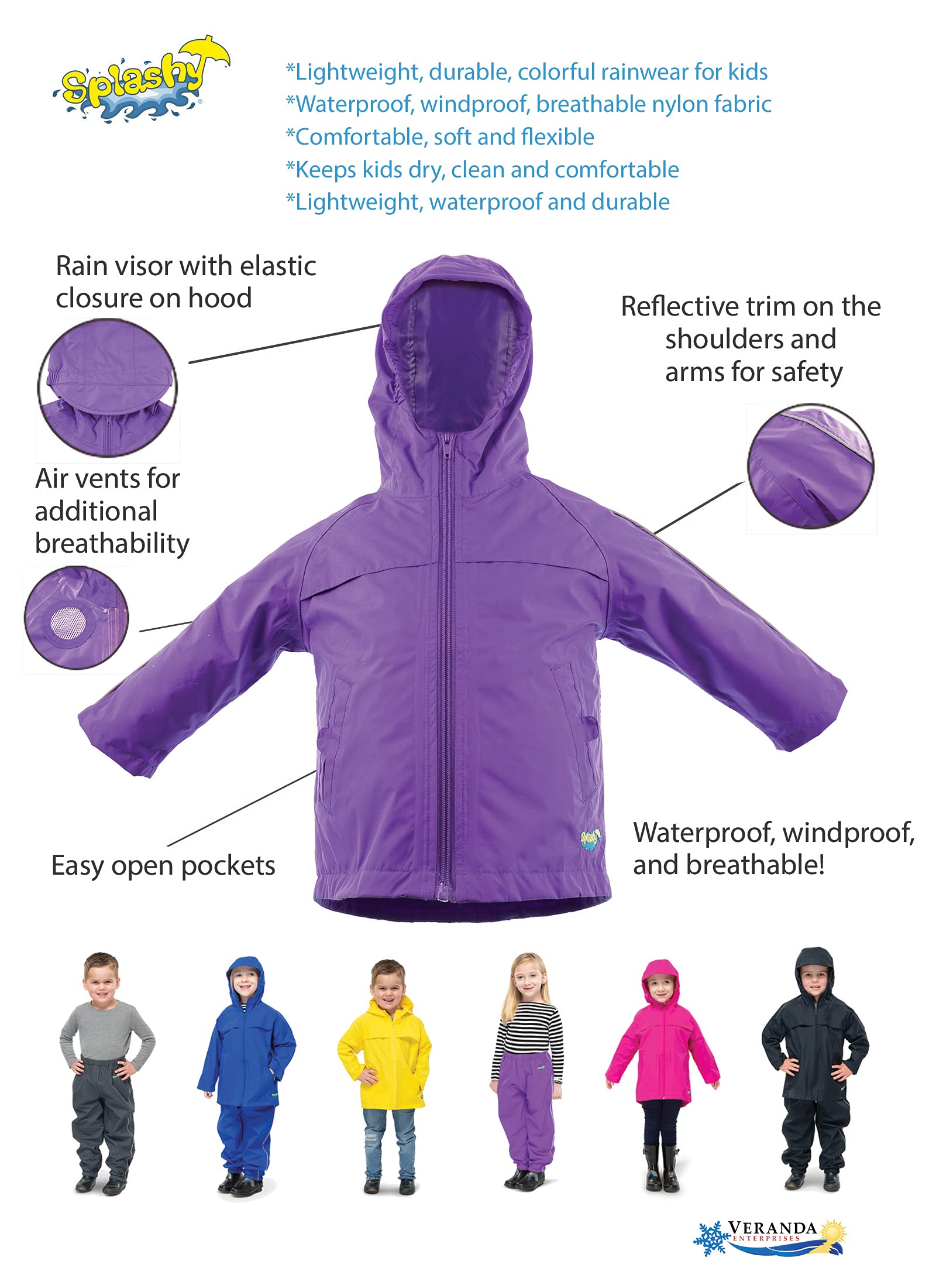 Waterproof Raincoat for Kids - Lightweight & Breathable Outdoor Jacket for Boys and Girls - Perfect for School, Playground, and Rainy Day Adventures