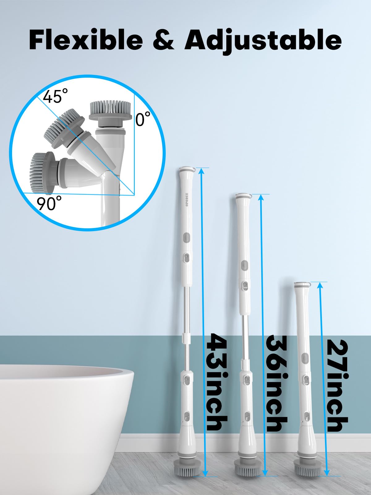 Electric Spin Scrubber with 4 Heads - Bathroom Cleaning Brush for Tile, Tub & Floor
