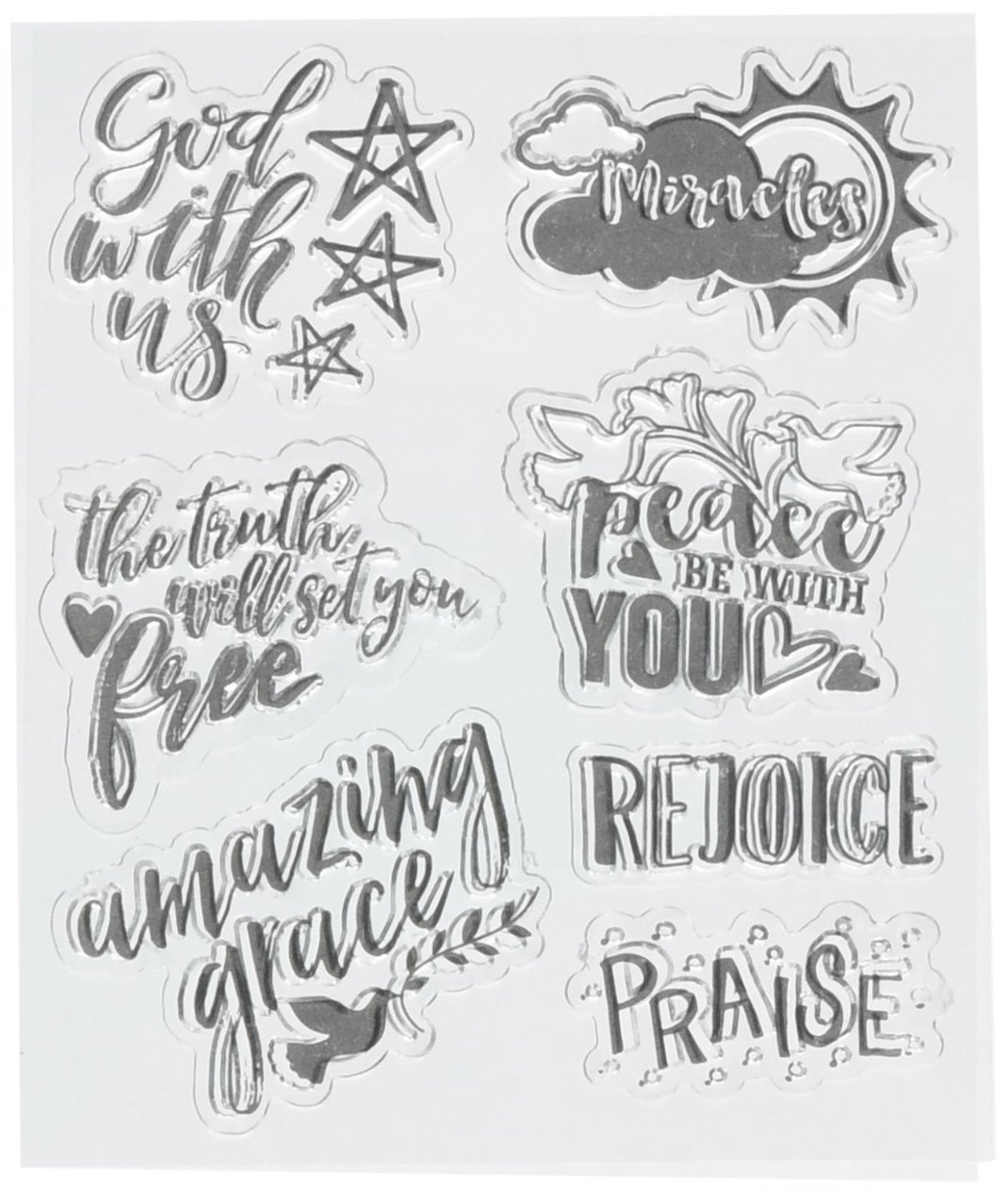American Crafts 7-Piece Bible Journaling Stamp Set - Spiritual God Grace Stamps for Scrapbooking, Card Making & Bible Study (378667) - Perfect for Christian Devotionals, Scripture Art & Faith-Based Crafts