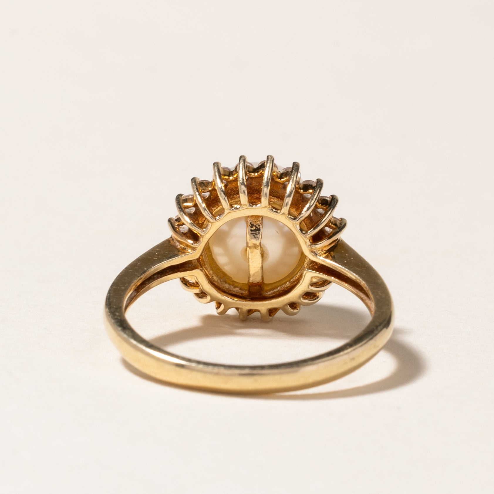 Pearl & White Topaz Floral Ring - 9.00mm, 0.20 Carat Total Weight - Size 6.75 - Elegant Jewelry for Weddings, Anniversaries & Special Occasions