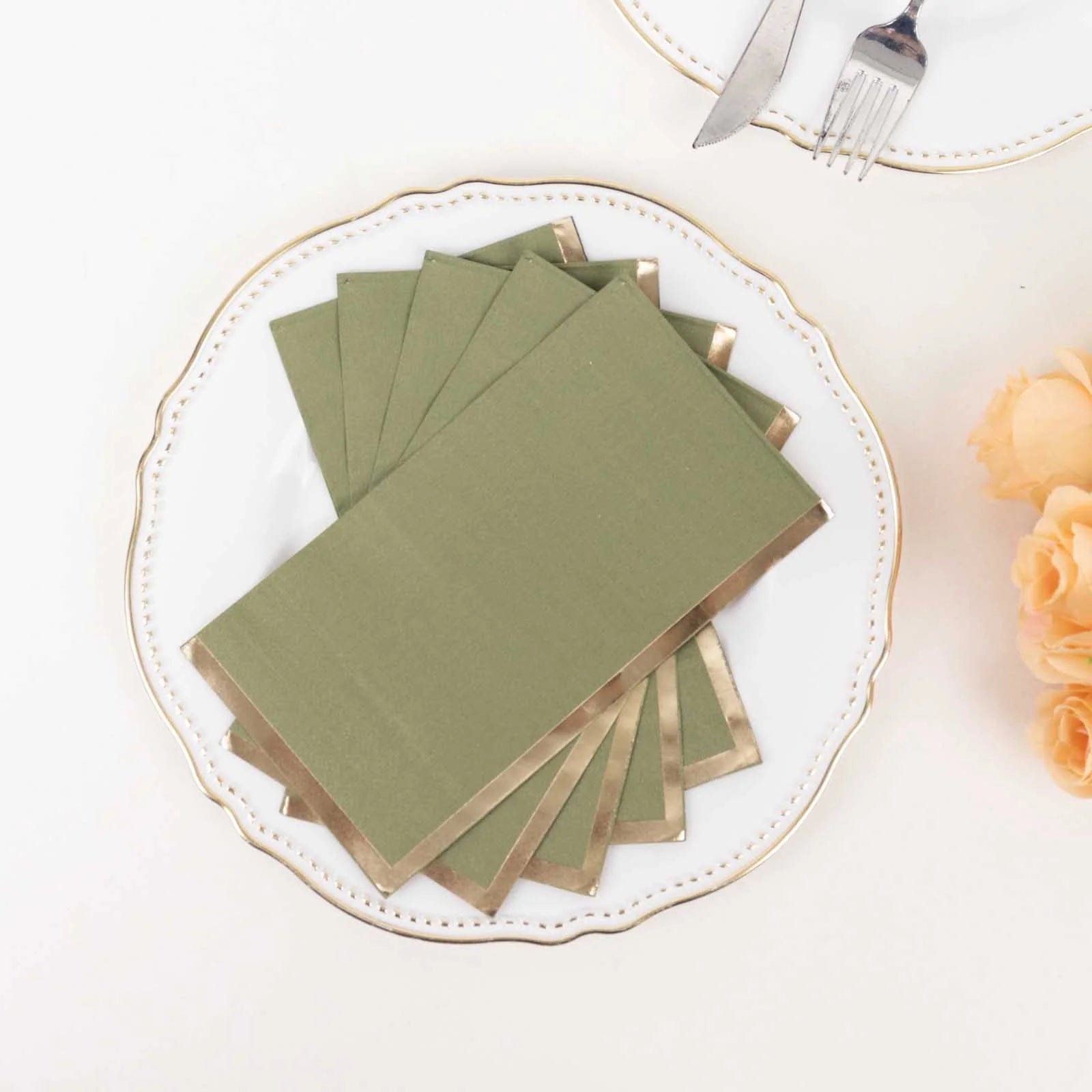50 Premium Soft 2-Ply Dinner Napkins with Elegant Gold Foil Edge - Perfect for Weddings, Parties & Fine Dining Table Settings