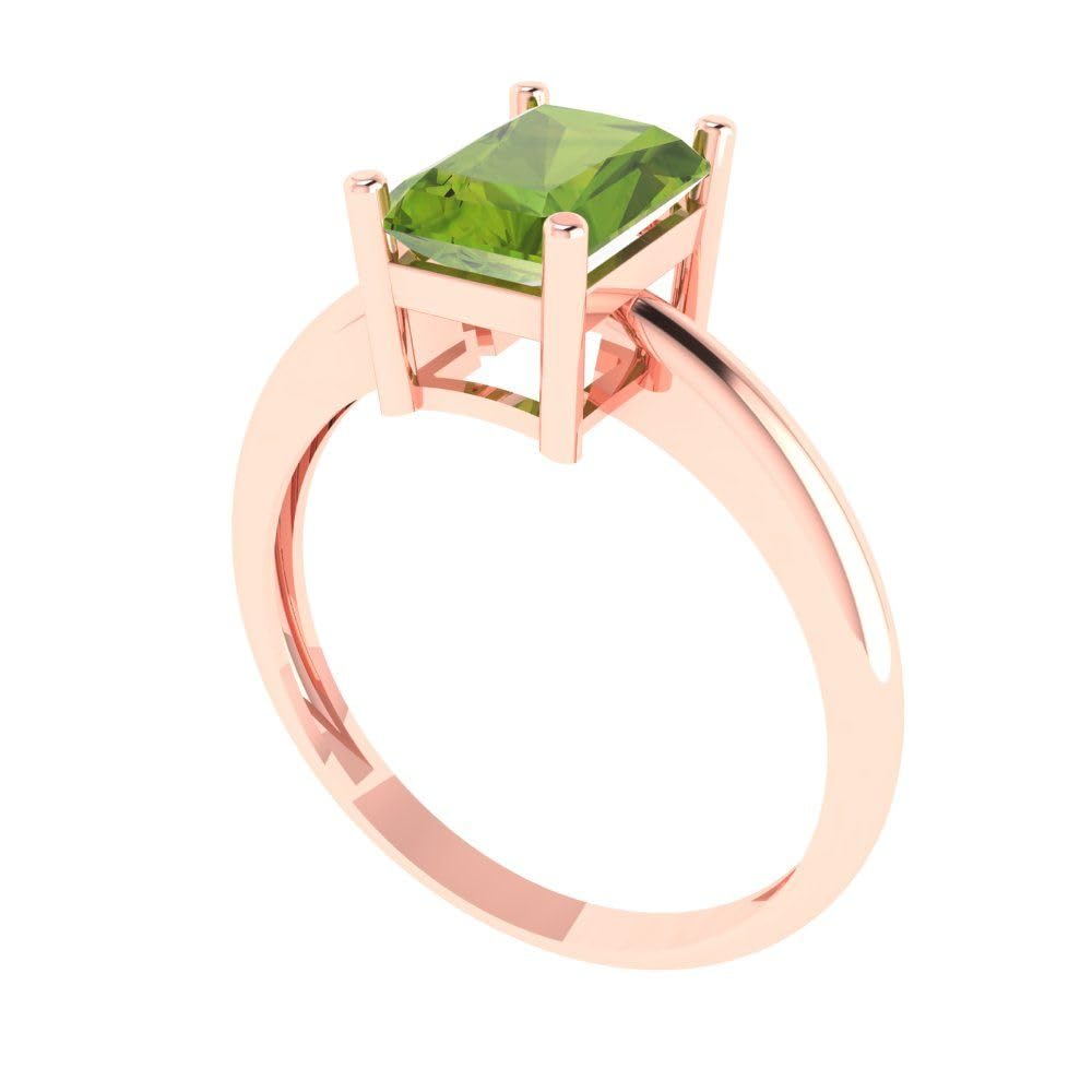 1.75ct Natural Peridot Engagement Ring - Radiant Cut Solitaire in 18K Rose Gold | Wedding, Bridal, Promise & Anniversary Jewelry | Perfect for Proposals, Vows & Special Occasions