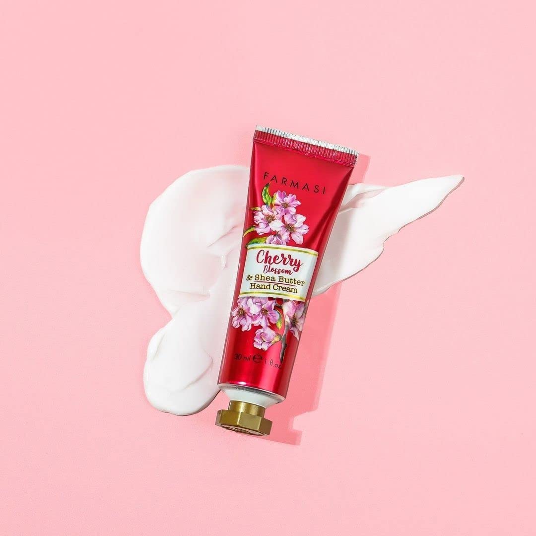 Farmasi Cherry Blossom & Shea Butter Hand Cream - 30ml/1 fl.oz. Moisturizing Hand Lotion for Dry Skin - Perfect for Office, Travel & Daily Hydration