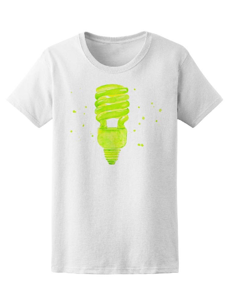 Smartprints Green Light Bulb Watercolor T-Shirt for Women - Soft Cotton Casual Tee for Everyday Wear, Outings & Street Style Fashion