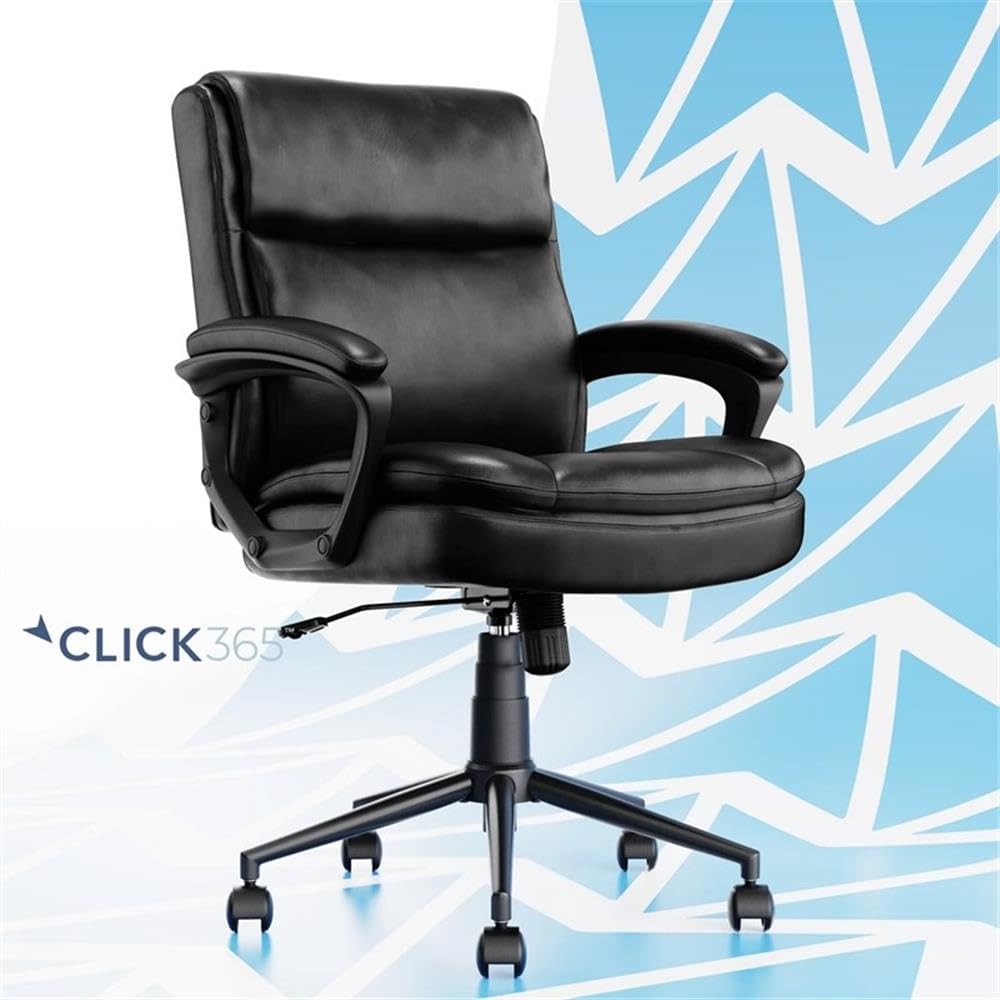 Transform 2.0 Ergonomic Mid Back Office Chair - Bonded Leather Black - Comfortable Desk Chair for Home & Office Workspace, Gaming, and Long Hours Sitting