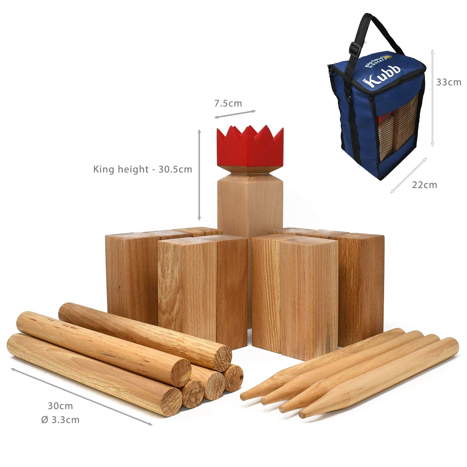 Premium Viking Kubb Game Set in Carry Bag – Outdoor Wooden Tossing Game for Backyard, Lawn, and Beach Fun – Big Game Hunters