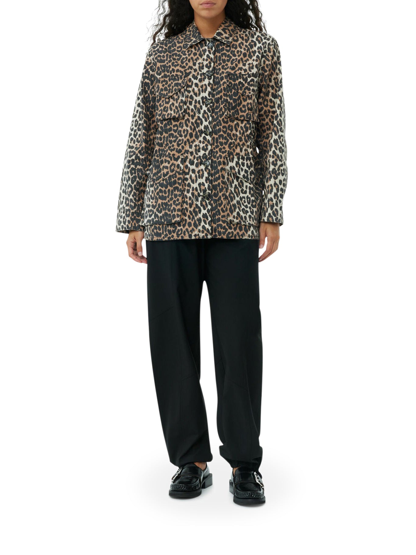 Stylish Leopard Print Cotton Canvas Jacket for Women - Trendy Fashion Outerwear for Casual Outings & Streetwear