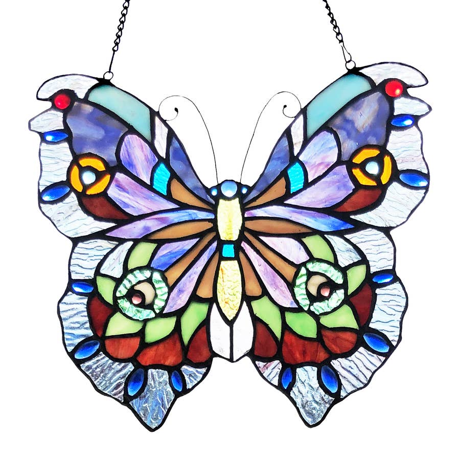 Stained Glass Butterfly Decor - Handmade Colorful Window Art for Home & Garden - Perfect for Windows, Doors, and Wall Decor