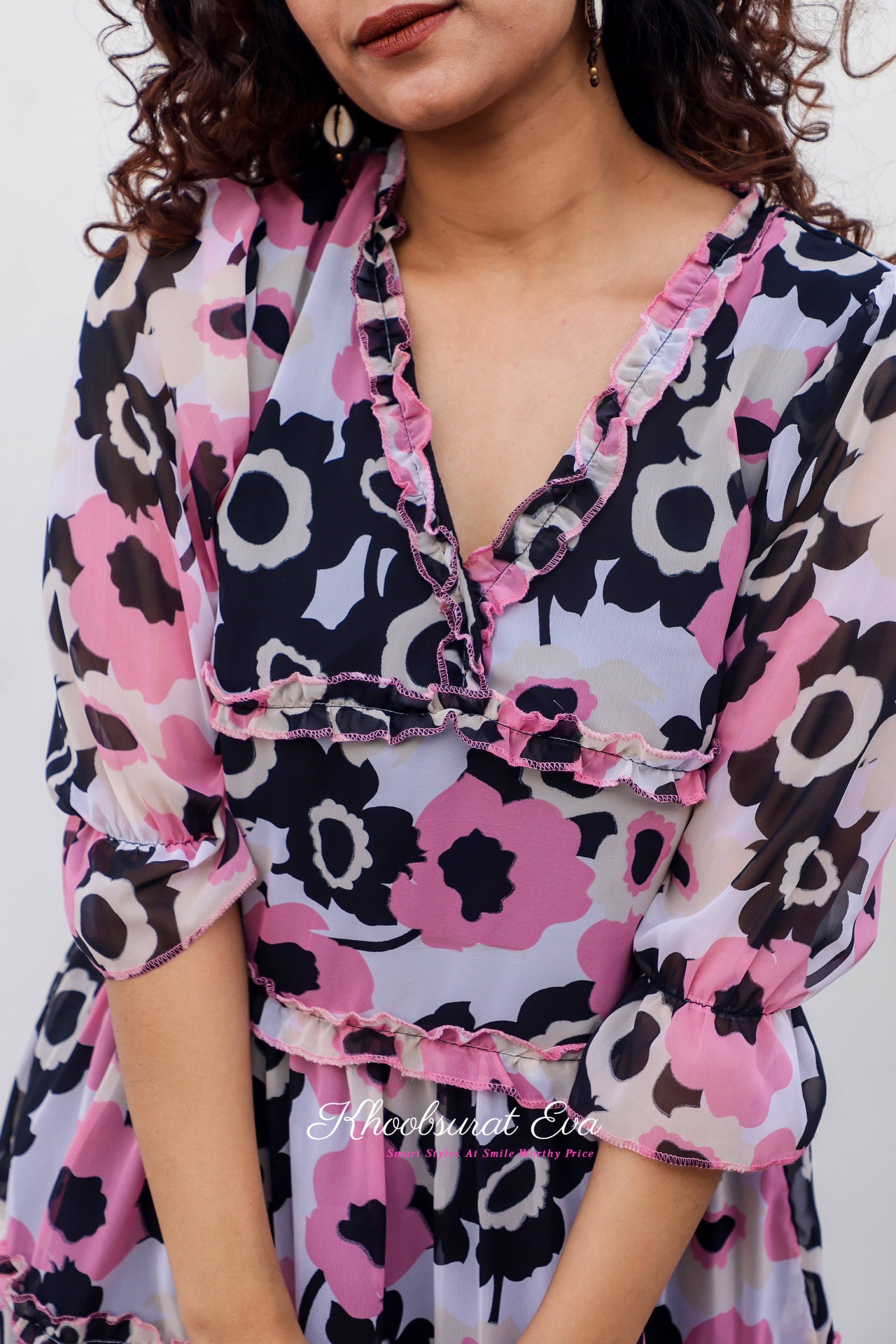 Elegant Pink Floral Print Maxi Dress for Women - Summer Beach Party & Boho Chic Fashion - Perfect for Vacations, Weddings & Outdoor Events