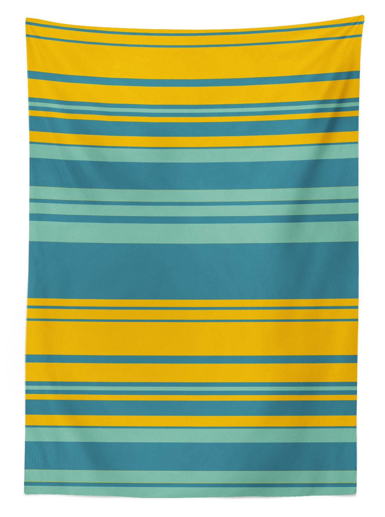 Ambesonne Yellow and Blue Striped Outdoor Tablecloth - Waterproof Modern Abstract Picnic Table Cover 58x104 Inches - Perfect for BBQs, Beach Parties, and Garden Dining - Teal Turquoise Washable Decorative Cloth